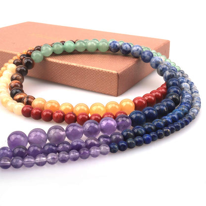 ICAI Beads 10mm Natural Colorful Stone Round Loose Stone Beads for Jewelry Making DIY Crafts Design 1 Strand 15" APPR.42pcs.
