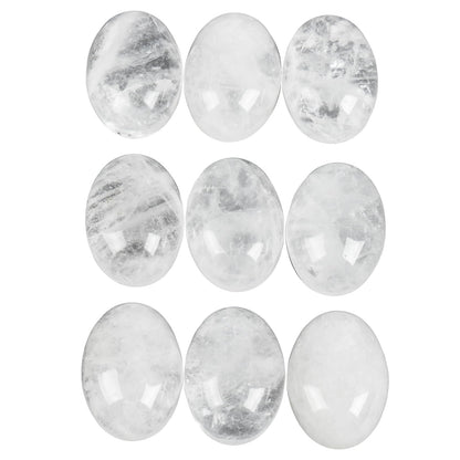 Casaper Natural Rock Quartz Oval Cabochons Cab Flat Back Loose Stone Beads for Jewelry Making, Polished DIY Crystal Crafts 13x18mm, Pack of 10