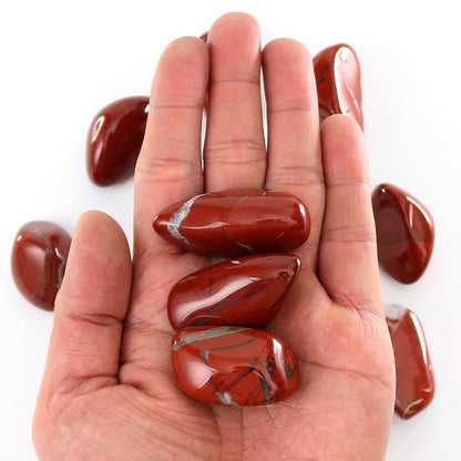 Tumbled Polished Natural Red Jasper Stones, Crystals and Healing Stones Quartz Bulk for Wicca, Reiki, Healing Energy, Chakra Stones, Witchcraft Supplies(10Pcs)