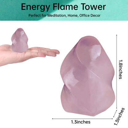 Hguxmcu Natural Rose Quartz Flame Tower,Reiki Healing Energy Meditation Crystal Stone Decor,Home Office Witchcraft Altar Space Cleansing