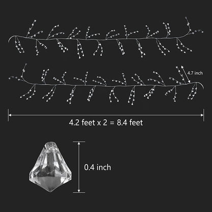 Cheerland Crystal Garland Strands Clear Ice Wire Crystal Garland for Winter Wonderland Party Decorations Diamond Hanging Wedding Decoration Accents Living Room Bedroom Mantel Wreath Decor Supplies