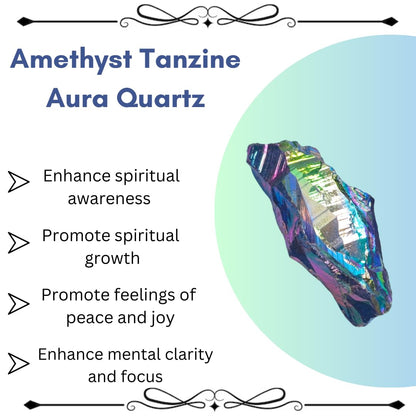 Crystals, Rocks, Jade, Crystals and Healing Stones, Witchcraft Supplies, Healing Crystals, Stones, Healing Stones, Rock Collection, Agate, Raw Stones (Amethyst Tanzine Aura Quartz, 2 Pcs)