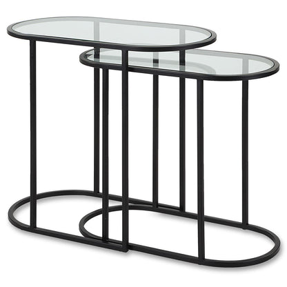 Haus Appeal Apricot Lane Nesting Tables (Set of 2) | Matte Black Finish | Iron/Glass Construction | Transitional Accent Furniture | Ideal for Living Rooms & Family Rooms | W23034