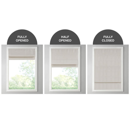 Madison Park Galen Cordless Roman Shade, 34"W x 64"H, Sheen Ivory – Room Darkening, Thermal Insulated, Energy Efficient Window Blind with Subtle Sheen Basketweave Fabric for Privacy