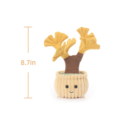 Apricot Lamb Potted Ginkgo Plant Stuffed Animals for Kids, Soft Cute Plush Toys for Baby Girl and Boy, 8.7 Inches