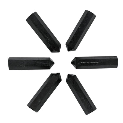 Amazing Gemstone Black Tourmaline Crystal Points Bulk Healing Crystals and Stones - Pack of 3 Single Terminated Healing Wand Point Bulk Crystals for Crafts, Crystal Grid, DIY Work - Premium Crystals