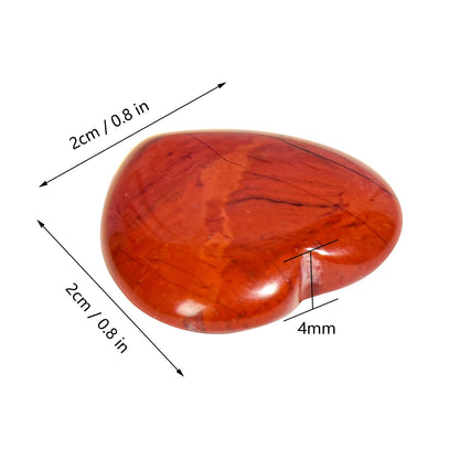Marrywindix 15 Packs 0.8 Inches Healing Crystal Natural Red Jasper Heart Love Carved Palm Worry Stone Chakra Reiki Balancing