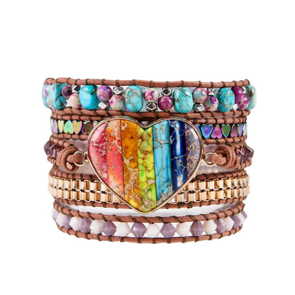 YGLINE Handmade Leather Wraps Bracelet Beads Yoga Bracelets Gemstone Healing Bracelets