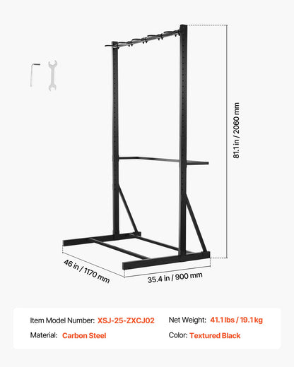 VEVOR Bike Rack, 300LBS/136KG Capacity for up to 5 Bikes, Freestanding Bike Storage Rack, Carbon Steel Vertical Bicycle Stand for Home, Yard, Garage, Living Room, Indoor/Outdoor Bicycle Storage Stand