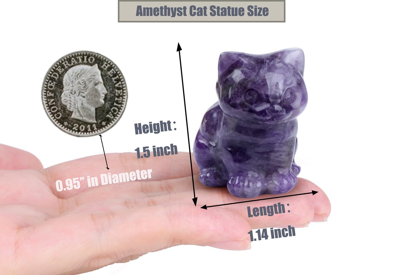 DUQGUHO Purple Cat Decor Amethyst Cat Crystal Figurines Mom Crystals Gifts for Cat Lovers Men Women Lucky Cute Cat Statue Mothers Day Decor 1PC