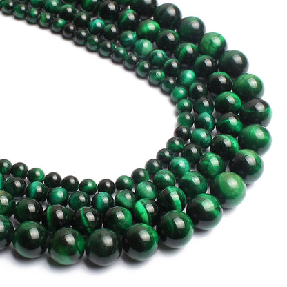 Natural Green Tiger Eye Gemstone Round Loose Beads for Jewelry Making Findings Accessories 1 Strand 15 inches (6mm)