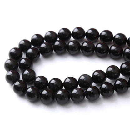 10MM Black Obsidian Round Loose Beads Natural Gem Beads Crystal Energy Stone Beads for Jewelry Making DIY Bracelet Necklace