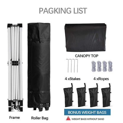 10x10 Pop Up Canopy,Event Tent – One-Person Setup, Waterproof & UV-Blocking, Heavy-Duty Steel Frame, Wheeled Bag & Sandbags – Outdoor Shade for Beach, Camping, Backyard, Tailgate (Black)