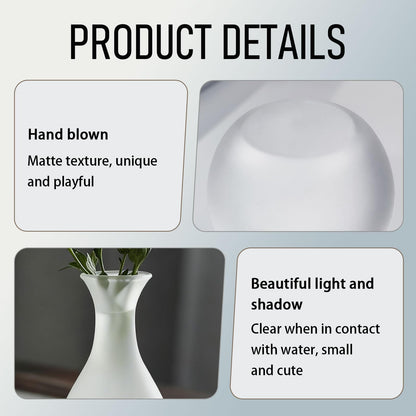 Hikiwin Long Narrow Neck Round Frosted Vase, Small Utility Frosted Glass Vase, Matte Aesthetic Art Decorative Flower Vase for Floral Arrangements, Office and Home Decor, 5.5 Inches, Translucence