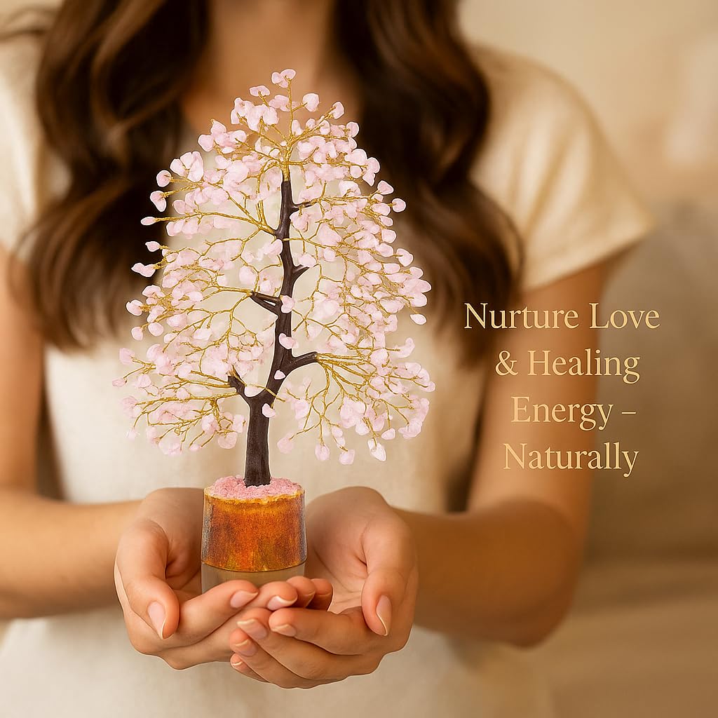 BOMBAY CRYSTALS EXPORT Rose Quartz Crystal Tree of Life – Handmade Healing Gemstone Money Tree for Positive Energy, Good Luck & Prosperity | Home & Office Decor | Gift for Women & Mom