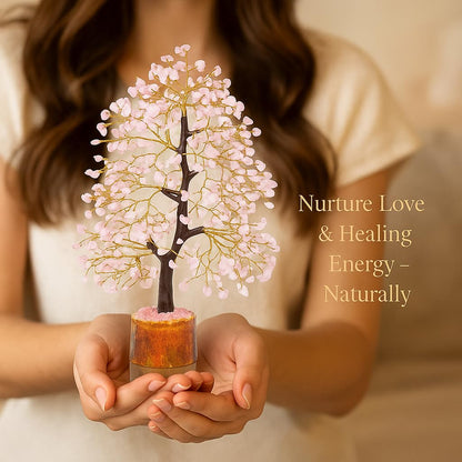 BOMBAY CRYSTALS EXPORT Rose Quartz Crystal Tree of Life – Handmade Healing Gemstone Money Tree for Positive Energy, Good Luck & Prosperity | Home & Office Decor | Gift for Women & Mom