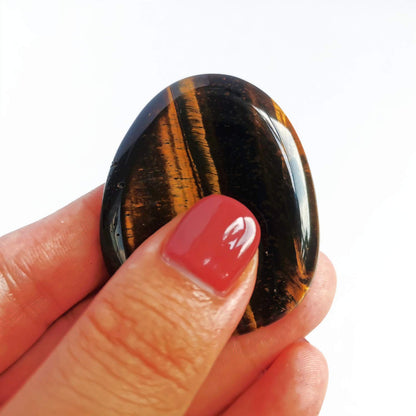 Bacatgem Natural Tiger's Eye Water Drop Chakra Thumb Worry Stone,Stress Relax Healing Reiki Crystal Pocket Palm Stones