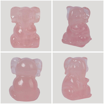 Ytbeoxk 2 Inch Crystal Elephant Decor Statues, Rose Quartz Cute Sitting Elephant Figurines, Reiki Healing Crystal Carved Animal Statues, Home Office Desk Hand Carved Decor Gifts for Women