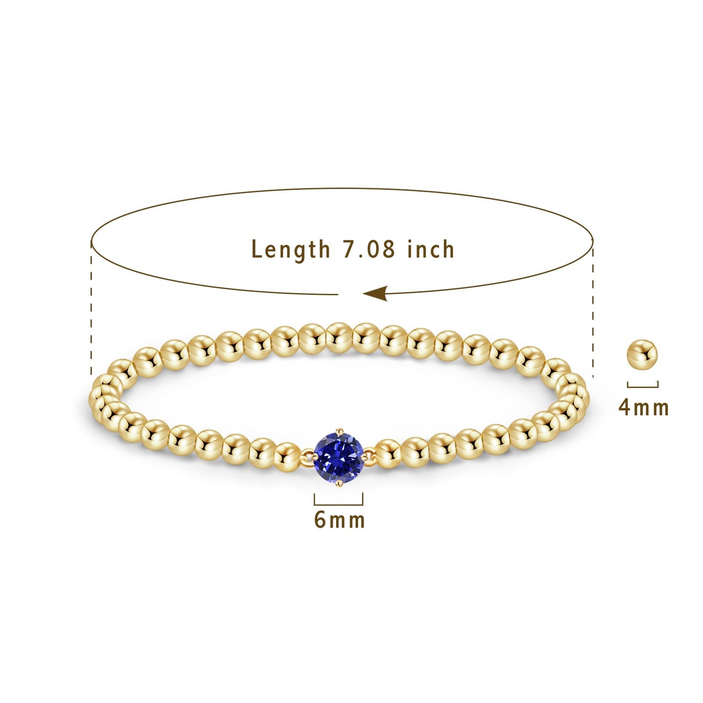 Free bird December Birthstone Bracelet Dainty Gold Beaded Bracelet Tanzanite Jewelry Gift for Christmas