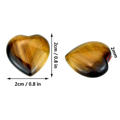 Marrywindix 15 Packs 0.8 Inch Healing Crystal Natural Tiger Eye Stone Heart Love Carved Palm Worry Stone Chakra Reiki Balancing