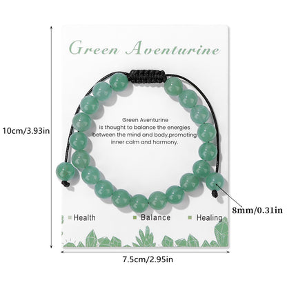 Jade Bead Bracelet for Women 8mm Green Aventurine Bracelet Crystal Beaded Bracelets Healing Crystal Bracelets Jade Jewelry for Women Men