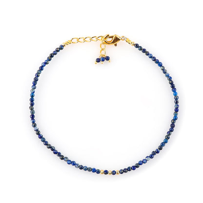 NJCRAFT Handmade Bohemian Gold Plated Lapis Lazuli Bracelet for Women – Adjustable 8 Inch Dainty Micro Faceted Gemstone Beaded Jewelry, Hypoallergenic Gift for Her