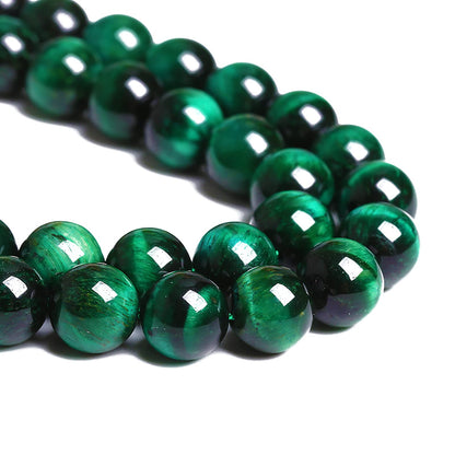 8mm 45PCS Natural Green Tiger Eye Stone Beads Spacer Round Loose Beads for Jewelry Making DIY Bracelet Accessories Strand 15 inches