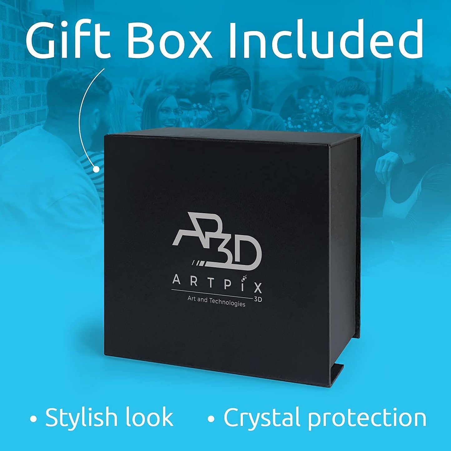 ArtPix 3D Crystal Photo, Personalized Gifts for Women, Wife, Her, Him, Men, Husband, Grandma, Customized for Mom with Your Own Photo, Custom Glass 3D Laser Etched Picture Frame Heart
