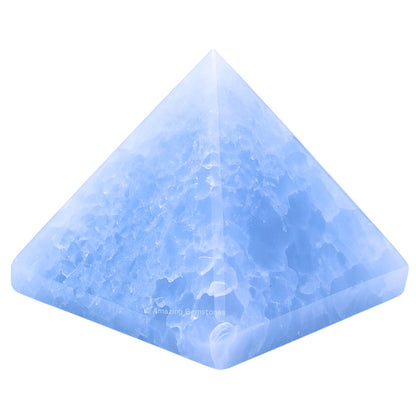 Amazing Gemstone Blue Calcite Pyramid Crystal Healing Stones - 1.5" Great Pyramid Figurine of Natural Stone Pyramid for Meditation, Reiki, Chakra Balancing and Crystal Pyramids Grid