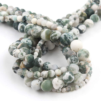 Song Xi Frosted Tree Agate Stone Beads 8mm Natural Stone Beads for Jewelry Making Gemstone Beads