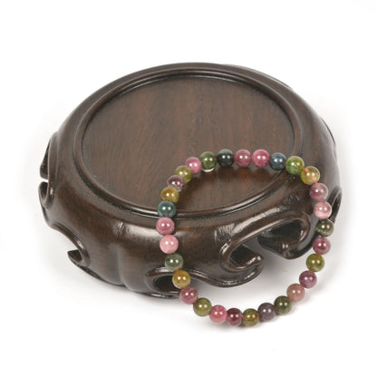 Justinstones Natural Multi-color Tourmaline Gemstone 6mm Round Beads Stretch Bracelet 6.5 Inch