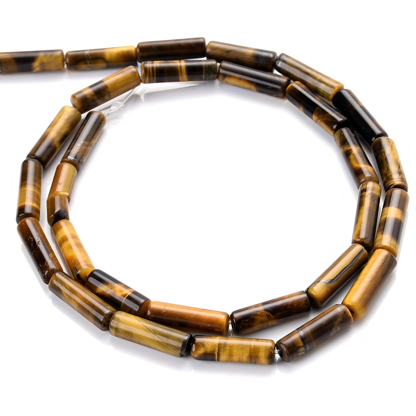 HAAMIIQII Natural Yellow Tiger's Eye Tube Beads 13x4mm Column Stone Cylinder Gemstone Loose Beads for Jewelry Making Strand 15 Inch (28-29pcs)