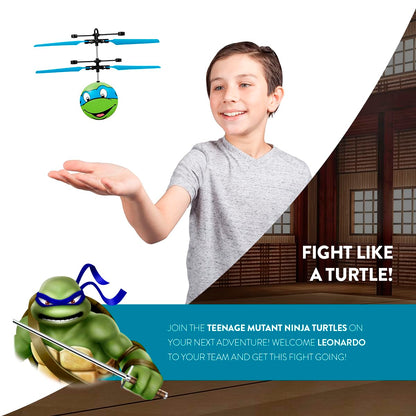 World Tech Toys Ninja Turtles Leonardo Flying Toy – Motion Sensing Flying Ball with USB Charging - TMNT Licensed - Indoor/Outdoor Drone for Kids Ages 6+