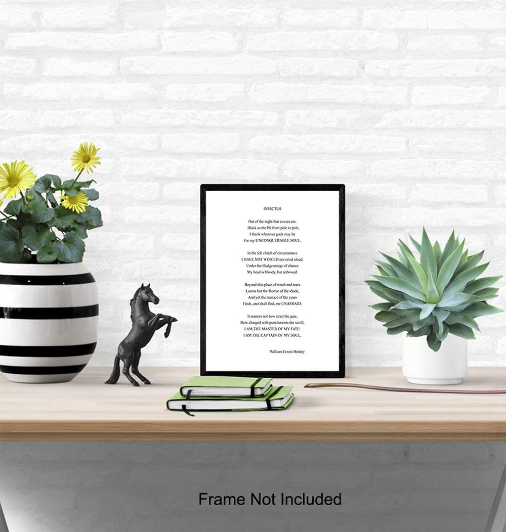 Invictus Poem Wall Art Print Typography - 8x10 Unframed Photo - Makes a Great Gift for Home Decor - Motivational and Inspirational