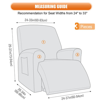 VANSOFY Recliner Chair Cover, 3-Pieces Stretch Recliner Covers for Recliner Chair Soft Reclining Chair Slipcover Furniture Protector for Dogs Cats(Dark Gray)