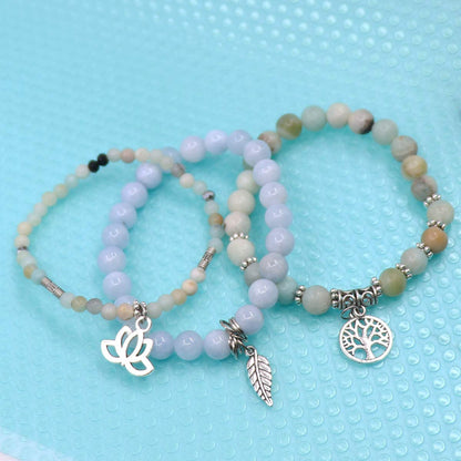 UEUC Tree of Life Yoga Healing Stone Bracelets,Multilayer Lotus Chakra Stone Reiki Bracelet Sets,Anxiety Crystal Natural Stone,for Women Stress Relief