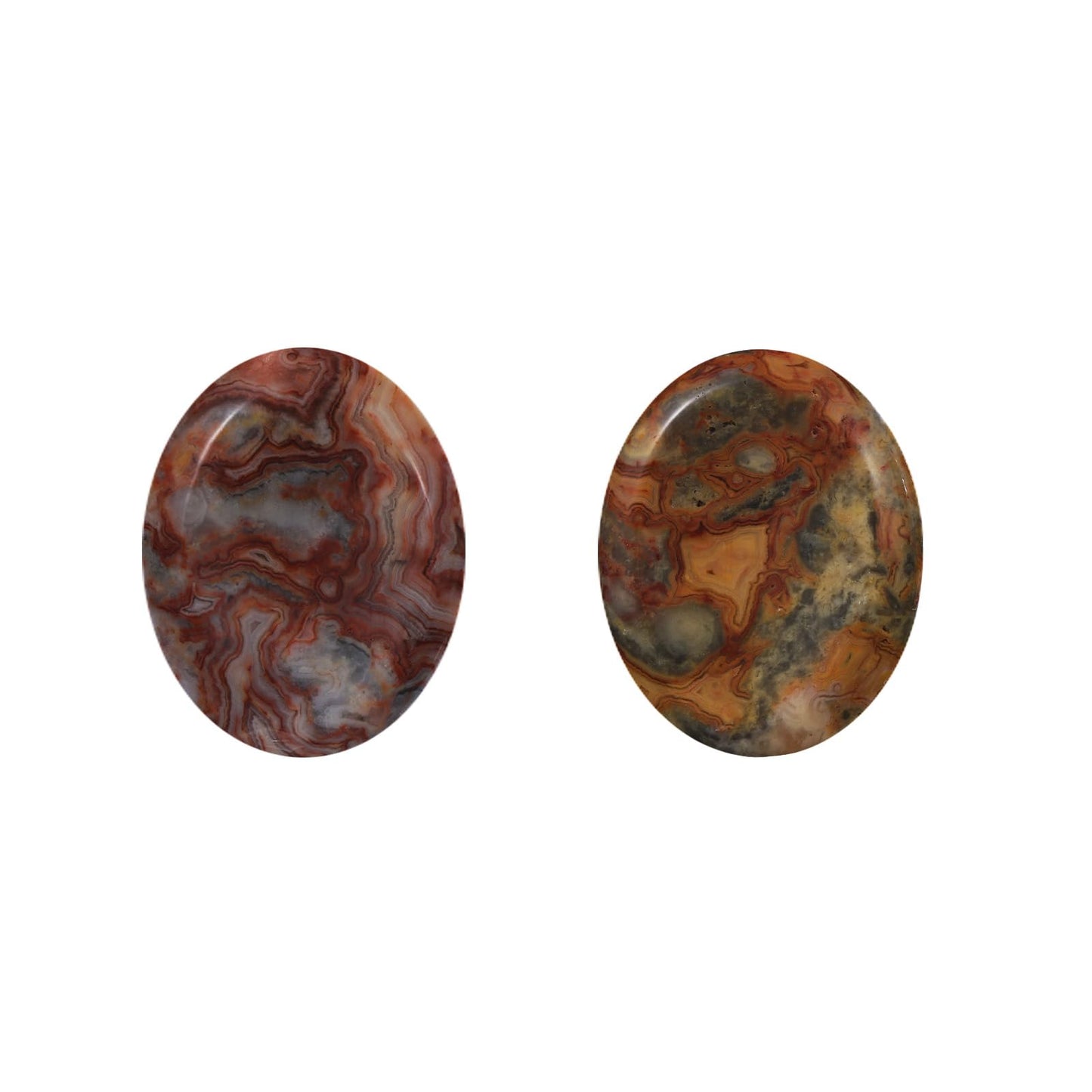 Chakra Worry Stones for Anxiety Crystal Thumb Palm Stone Handcarved Polished Oval Gemstone Chakra Decor Thoughtful Gifts 2PCS (Crazy Lace)