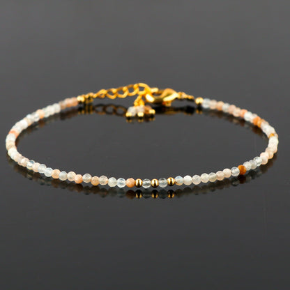NJCRAFT Handmade Moonstone Bracelet for Women – Bohemian Gold Plated Adjustable Beaded Jewelry, Dainty Minimalist Hypoallergenic Bracelet, Delicate Layering Gift Jewelry