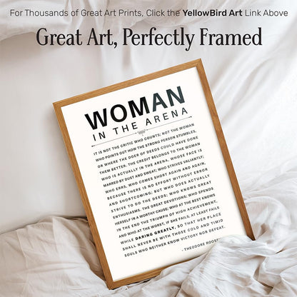 LARGE 11X14 FRAMED - Man/Woman In the Arena - Teddy Roosevelt Poster - Positive Quotes - Motivational Inspirational Wall Art Decor - Uplifting Gift for Women, Feminist, Entrepreneur - Daring Greatly