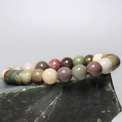 DAZCOLO 8mm Natural Gemstone Stretch Bracelet, Handmade Unisex Crystal Bracelets for Meditation, Yoga, Spiritual Healing & Positive Energy (Indian Agate)