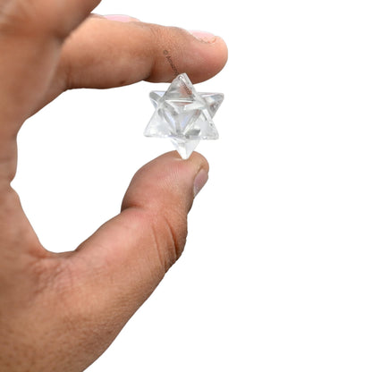 Amazing Gemstone Clear Quartz Merkaba Crystal - 0.75 Inches Metaphysical Merkaba Star for Meditation - Energetic Tetrahedron Crystal and Healing Stones for Spiritual Growth and Healing (15-20mm)