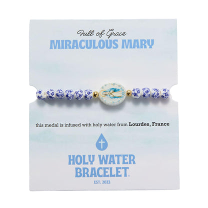 Holy Water Miraculous Mary Porcelain Bracelet in Gold