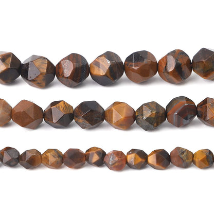 BEADIA Faceted Natural Yellow Tiger Eye Stone Round Beads 6mm 36cm/Strand for Jewelry Making