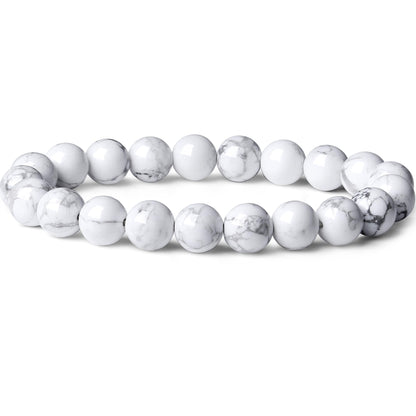Cryhand Handmade 8mm Beaded Bracelets For Men Protection Bracelet For Women Chakra Feng Shui Stretchy Handmade Lucky Money Stretchy Crystal Bracelets Best Gifts (Howlite)