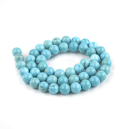 Filluck Natural Gemstone Turquoise Beads - 8mm Round Smooth Stones for Jewelry Making - Adult DIY Bracelet, 15 Inch