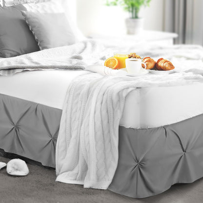 Nestl Dark Grey Bed Skirt Queen Size, Pinch Pleat Queen Bed Skirt, 14" Inch Drop Queen Bedskirt, Hotel Quality Gray Bed Skirts Premium Microfiber Bedskirt for Queen Bed, Dark Grey Bed Skirts