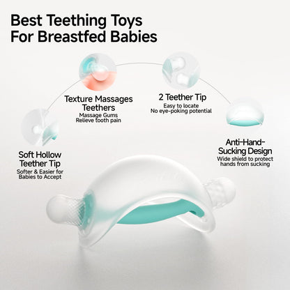 Garkoko Baby Teething Toys, No-Drop Silicone Baby Teether Toy for Babies 3-6 Months & 3-18 Months, BPA-Free Infant Teether for Teething Relief