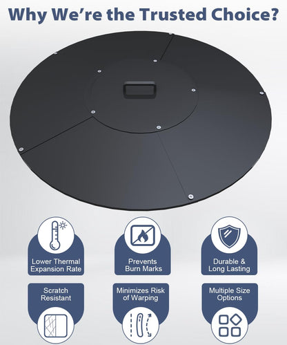 Ardier 32" Round Fire Pit Lid Fits for Bonfire Pits up to 30", Metal Cover with Handle, All-Weather Resistance Outdoor Firepit Accessory, Smokeless Fire Pit Cover for Fire Tables