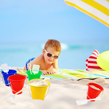 The Dreidel Company Beach Day Playsets (Pack of 12) 5.25" Sand Bucket Play Set Box Includes, Pail & Shovel Sand Toy for Boys and Girls Birthday Party Favor