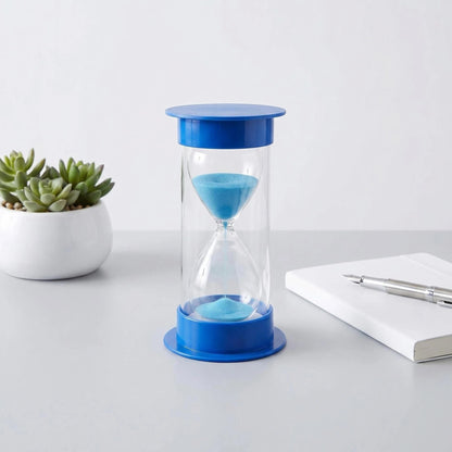 JIEHET Hourglass Sand Timer 5 Minutes, Dual Protection Hour Glass with Sand, Sand Timer for Kids Safety, Sand Clock Watch Management Assistant, Creative Gift, Living Room Office Decorative (Blue)
